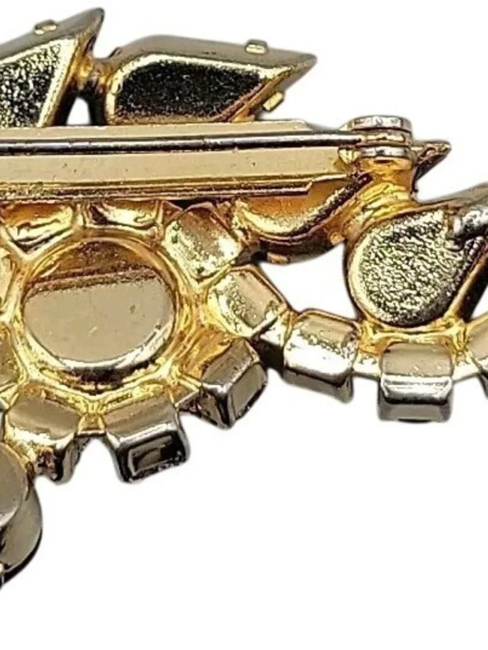 Juliana D&E Black Navette & AB Rhinestone Swirl Brooch Gold Tone Vintage